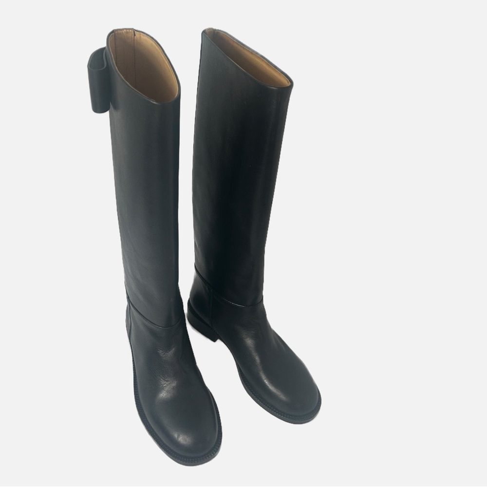 NEW Bottega Veneta Black Knee-High Pull On Women's Calfskin Riding Boots Italy